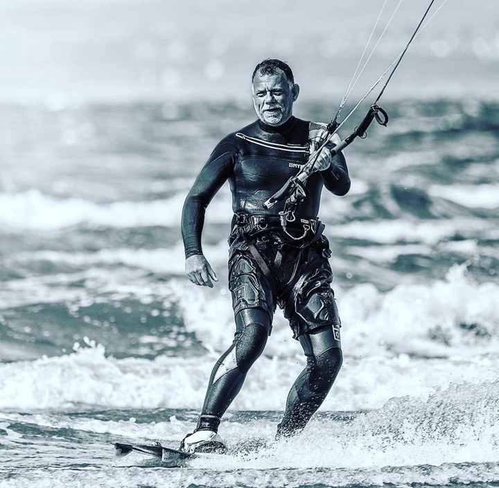 Beyond The Edge black-and-white kitesurfing photograph